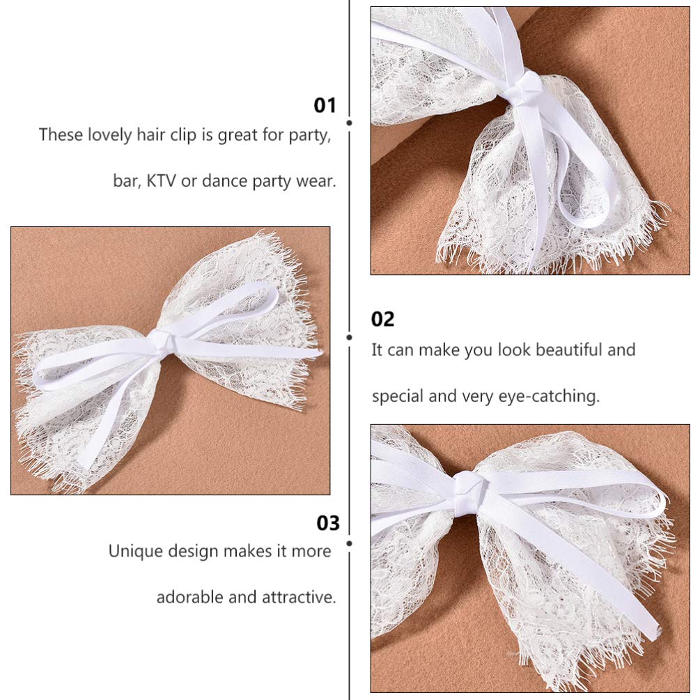 Minkissy Big Bow Hair Barrette - Elegant Lace Bowknot Hair Clips with Ribbon for Women, Girls & Teens | Perfect for Weddings, Parties & Daily Styling (Black)