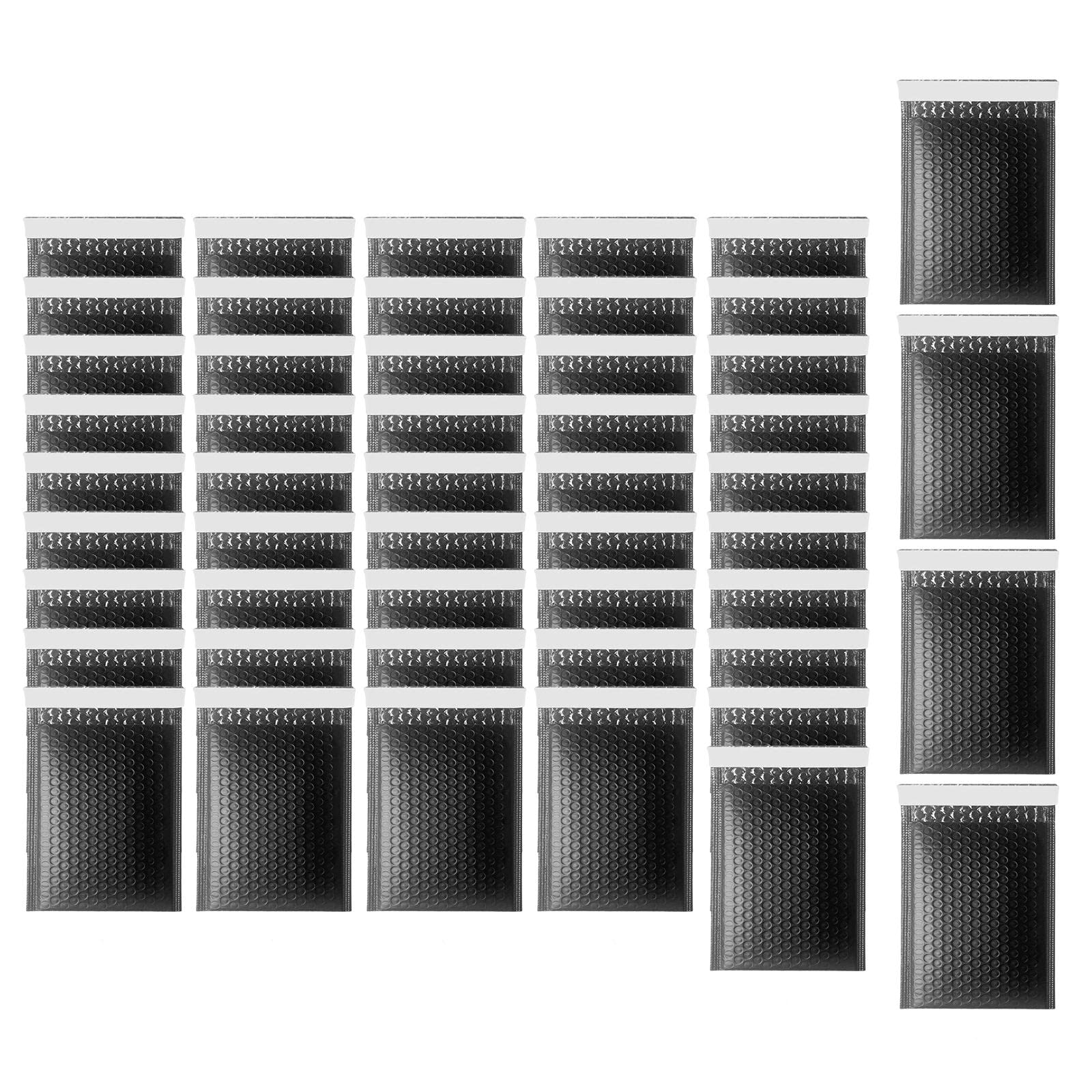 50 Pack Black Bubble Mailers - Medium Size Shipping Envelopes for Ecommerce, Business & School Supplies | Secure Packaging for Online Stores, Mailing & Returns