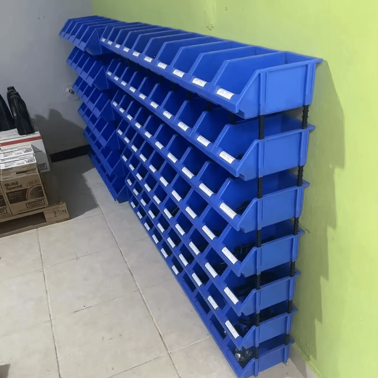 Heavy Duty Stackable Storage Bins - Industrial Organizer for Parts, Bolts & Hardware (Blue) | Perfect for Garage, Workshop & Warehouse Organization