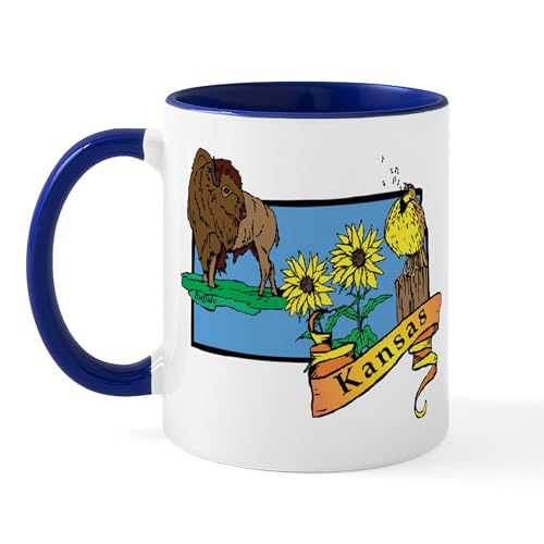 White/Navy Inside - Kansas Mug