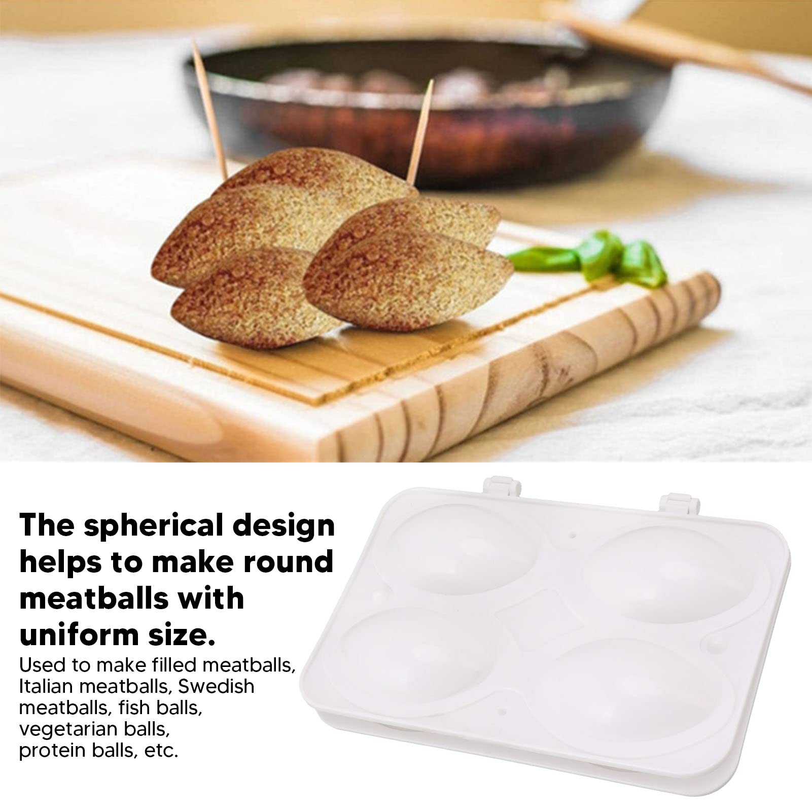 Stainless Steel Meatball Mold Maker - 4 Grid DIY Manual Meatloaf Press Tool for Homemade Kubba, Meatballs & Burgers | Durable Kitchen Accessories for Cooking, Baking & Party Food Prep