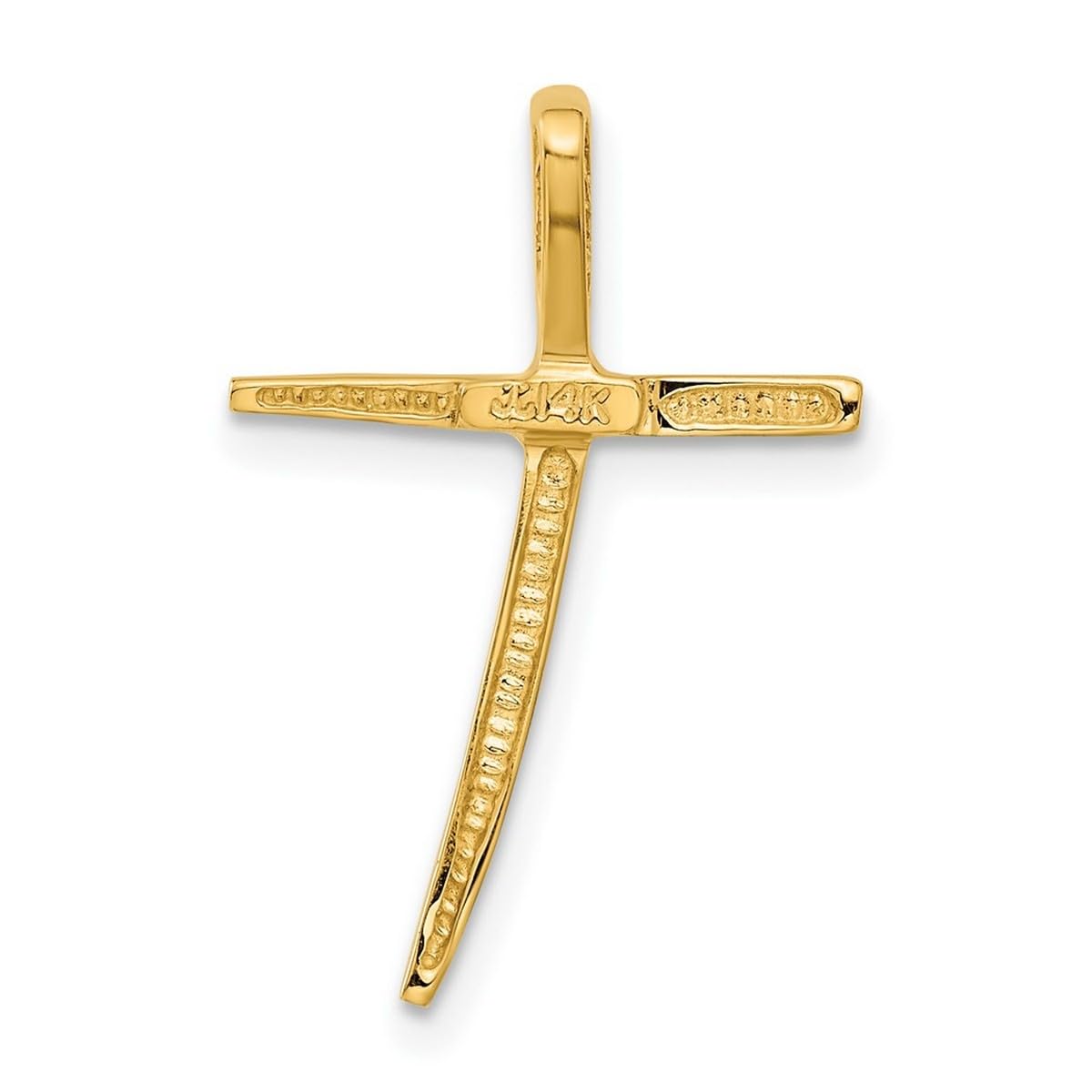 14K Yellow Gold Solid Polished Hidden Bail Curved Cross Pendant Necklace for Women - Religious Faith Jewelry Gift - 17.3x26.7mm with Chain - Perfect for Church, Weddings & Daily Wear
