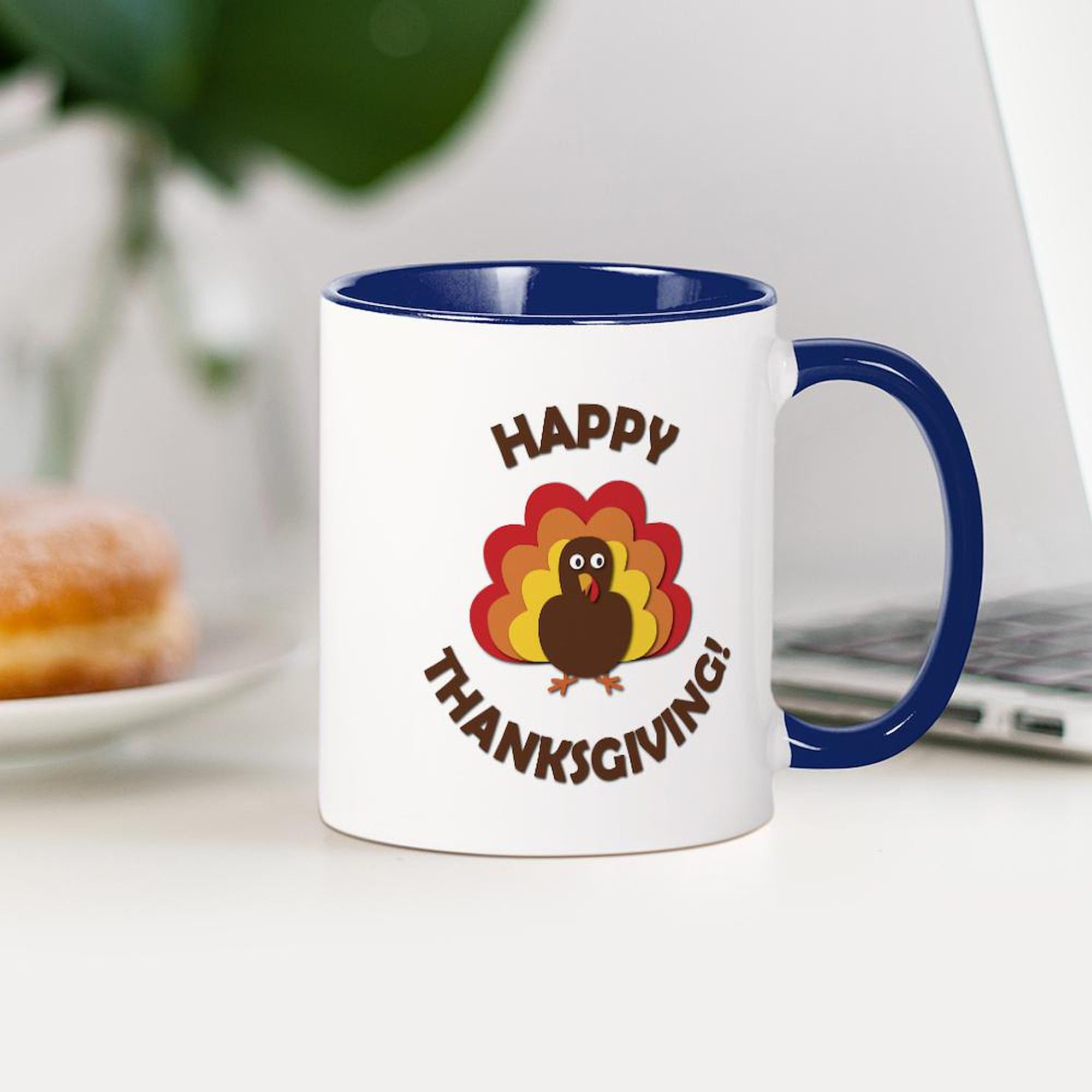 Happy Thanksgiving Ceramic Coffee Mug 11 oz (325 ml) - Perfect for Holiday Gifts, Family Gatherings & Office Celebrations | CafePress