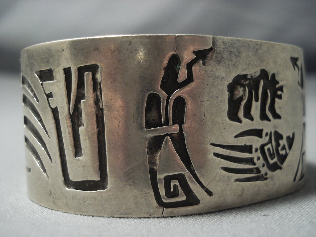 Authentic Vintage Navajo Sterling Silver Overlay Cuff Bracelet - Handmade Native American Jewelry for Women, Boho Fashion & Special Occasions