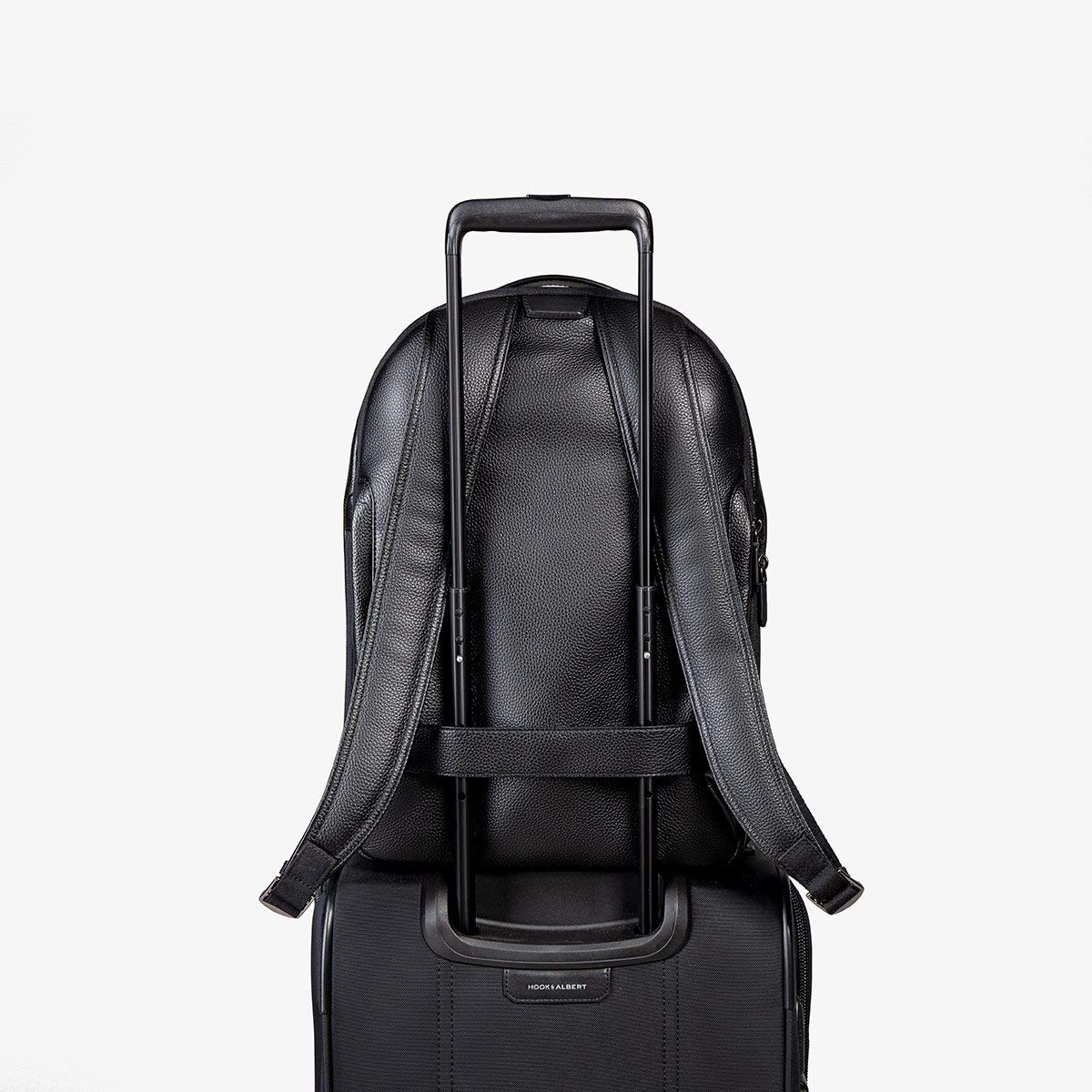 Hook & Albert Premium Black Leather Work Backpack for Men & Women - Durable Laptop Business Bag for Office, Commuting & Travel