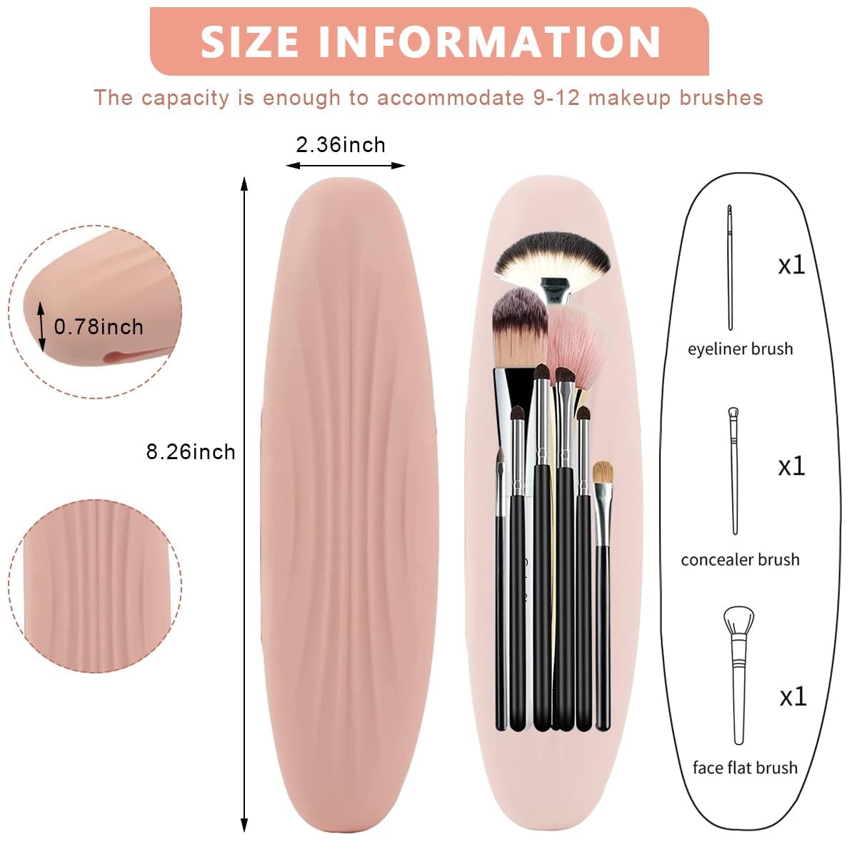 SHUBHPETAL Silicone Makeup Brush Holder Travel Organizer - Portable Soft Cosmetic Face Brushes Pouch for On-the-Go Beauty (Pink) | Perfect for Travel, Gym & Daily Makeup Storage
