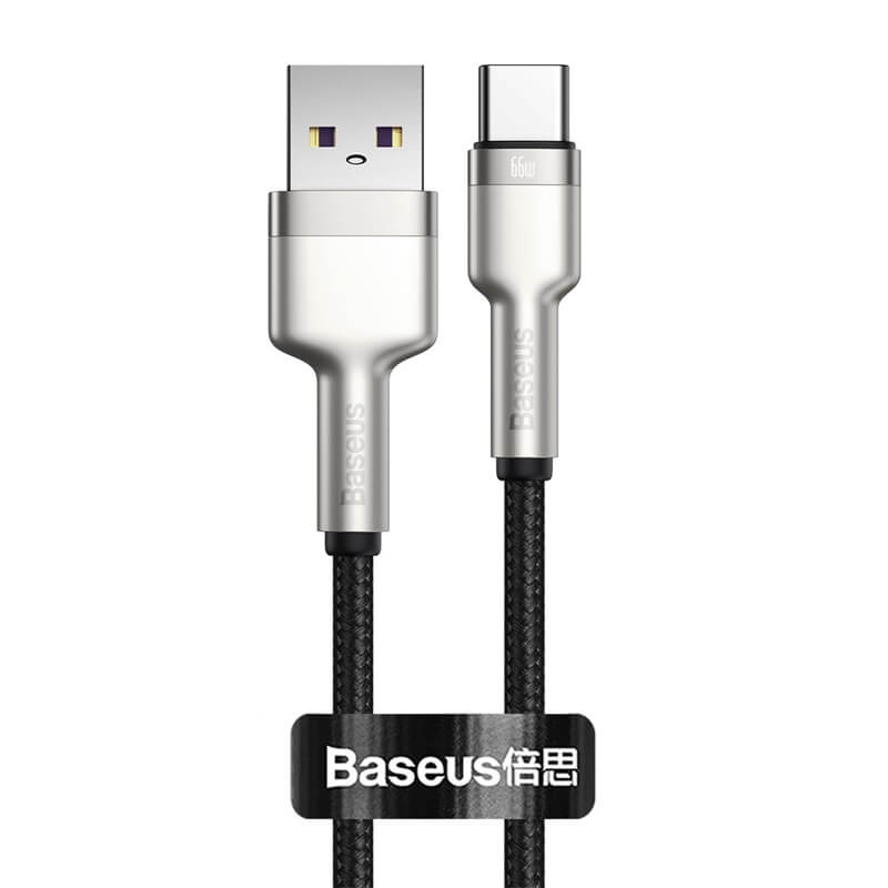 Baseus 66W USB C Fast Charging Cable (25cm) - Metal Series QC3.0 6A Type C Charger Cord for iPhone 15/14/13, Samsung Galaxy, iPad, MacBook | Perfect for Travel, Office & Home Charging