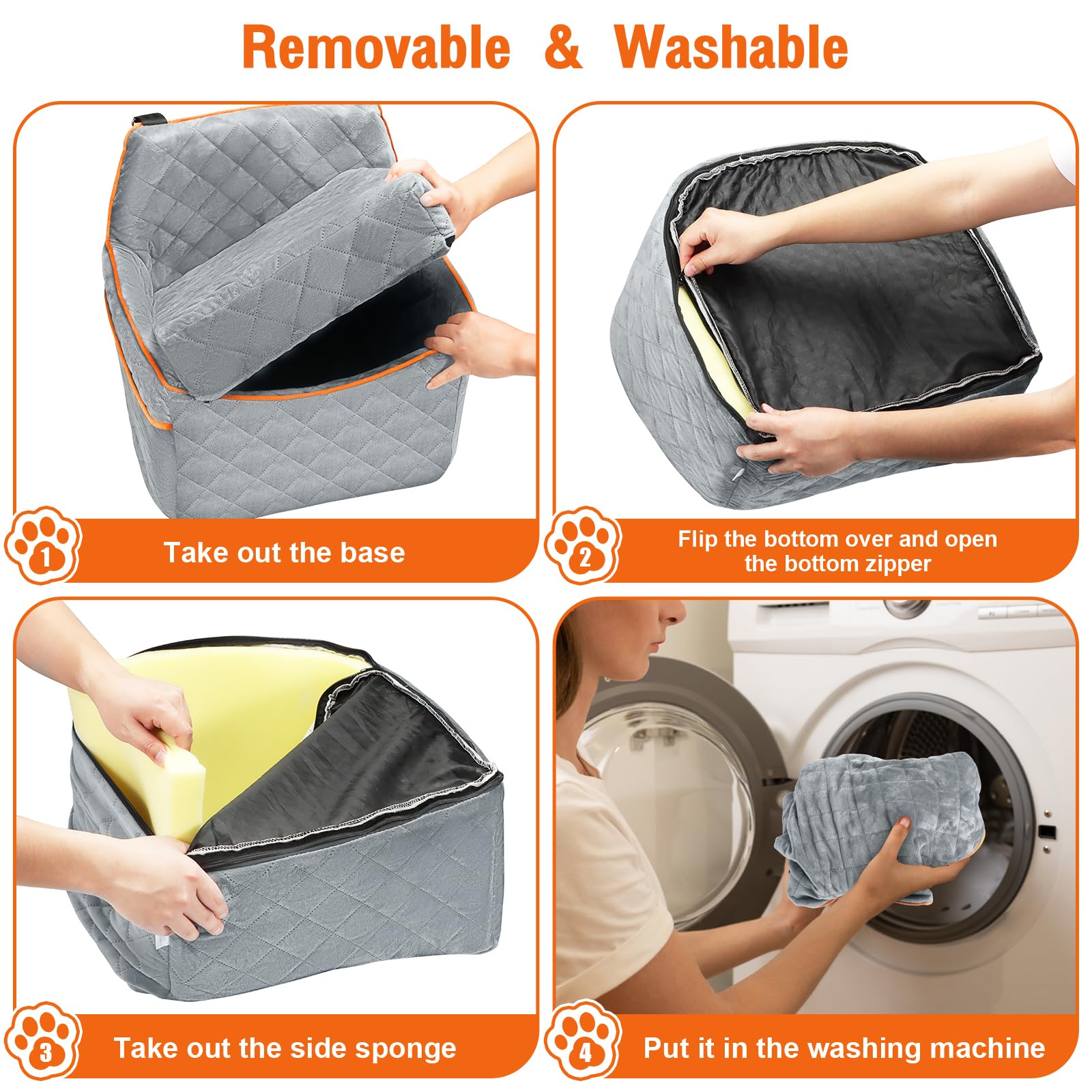 **Premium Dog Car Seat for Small & Medium Dogs - Washable Pet Booster Seat with Removable Thick Cushion, Storage Pockets & Safety Belt - Supports Up to 30lbs - Perfect for Road Trips, Travel & Daily Commutes**