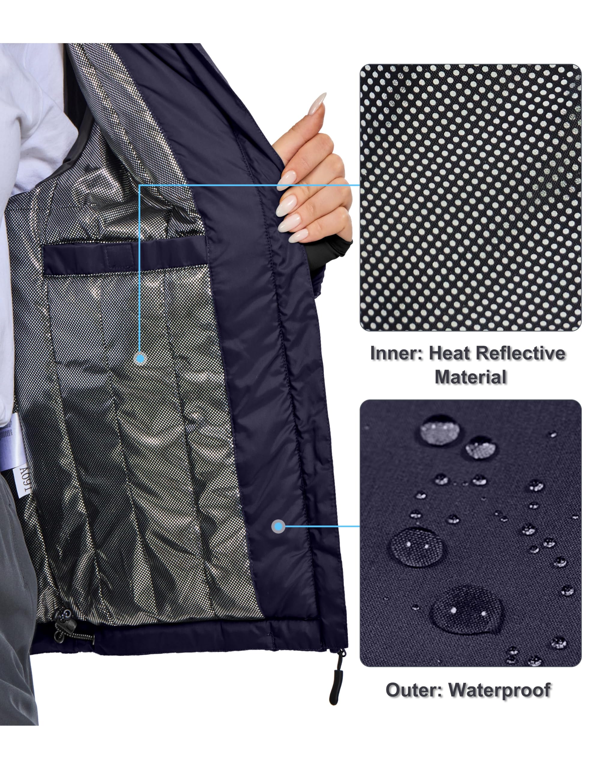 Little Donkey Andy Women's Thermal Reflective Winter Jacket with Hood - Waterproof Windbreaker for Skiing & Snow Activities - Perfect for Outdoor Adventures & Cold Weather Protection