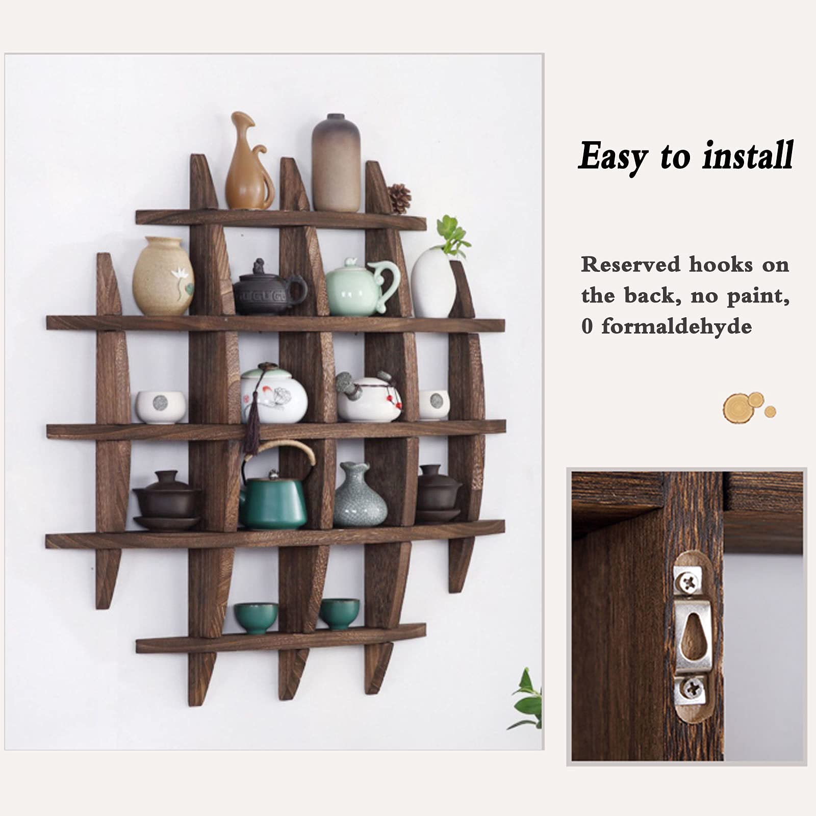 Honeycomb Solid Wood Wall Shelf - Durable Storage Rack for Home Decor, 90x90cm - Perfect for Porch, Tea Display & Modern Interior Design