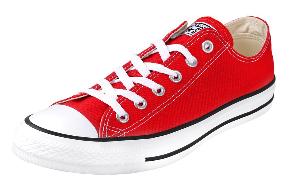 Converse Chuck Taylor All Star Low Top Sneakers - Men's Size 10 / Women's Size 12 - Classic Red Canvas Shoes for Casual Wear & Street Style (M9696)