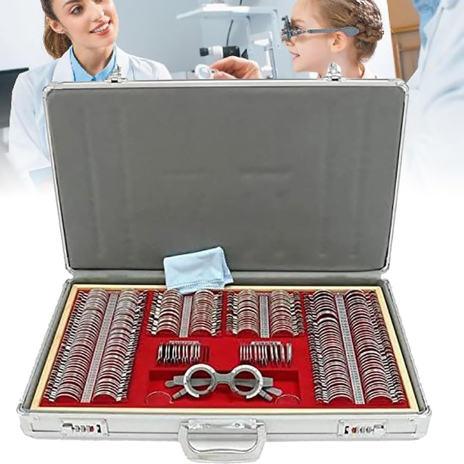 266-Piece Optical Trial Lens Set - Metal Frame Optometry Kit with Aluminum Rim Case + Free Test Frame | Perfect for Eye Exams, Vision Testing & Optometry Practice