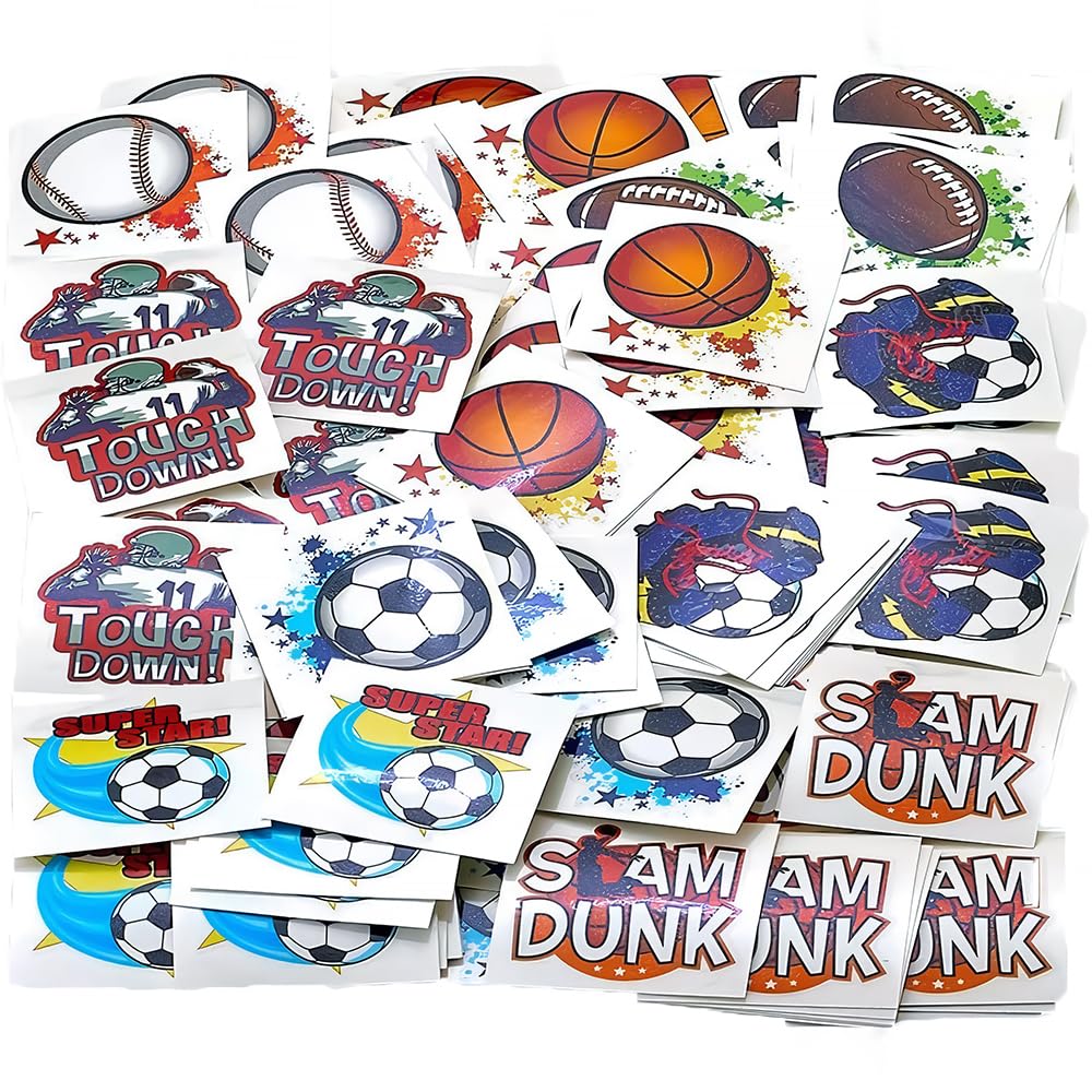 144 Assorted Sports Temporary Tattoos - Bulk Pack for Kids & Adults - Perfect for Game Days, Parties & Team Events