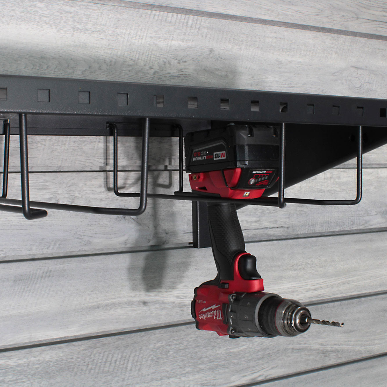 STEALTH 48 Inch Heavy Duty Metal Shelf with Tool Holders - Durable Garage Storage, Workshop Organization & Industrial Shelving Unit