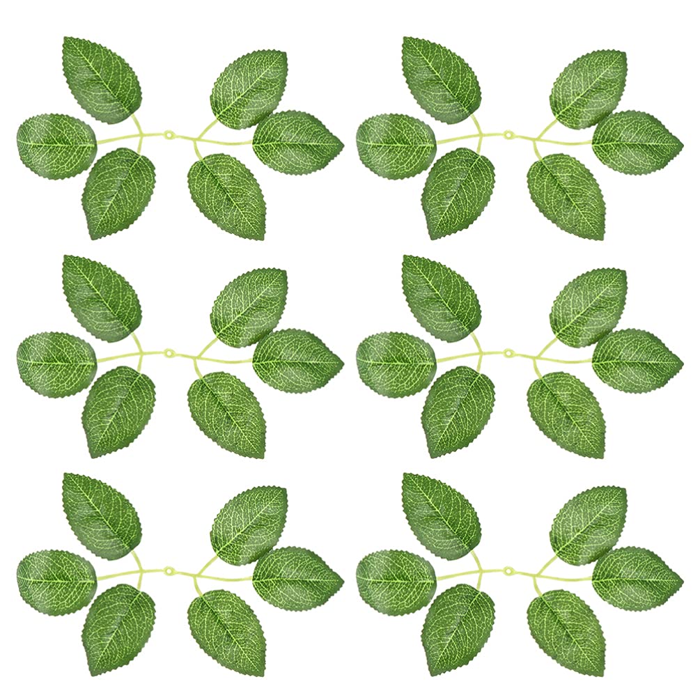 50PCS Artificial Rose Leaves - Realistic Fake Green Leaves for DIY Wedding Bouquets, Bridal Shower Decor, Wreath Making & Home Party Decoration | Perfect for Floral Arrangements, Centerpieces and Craft Projects