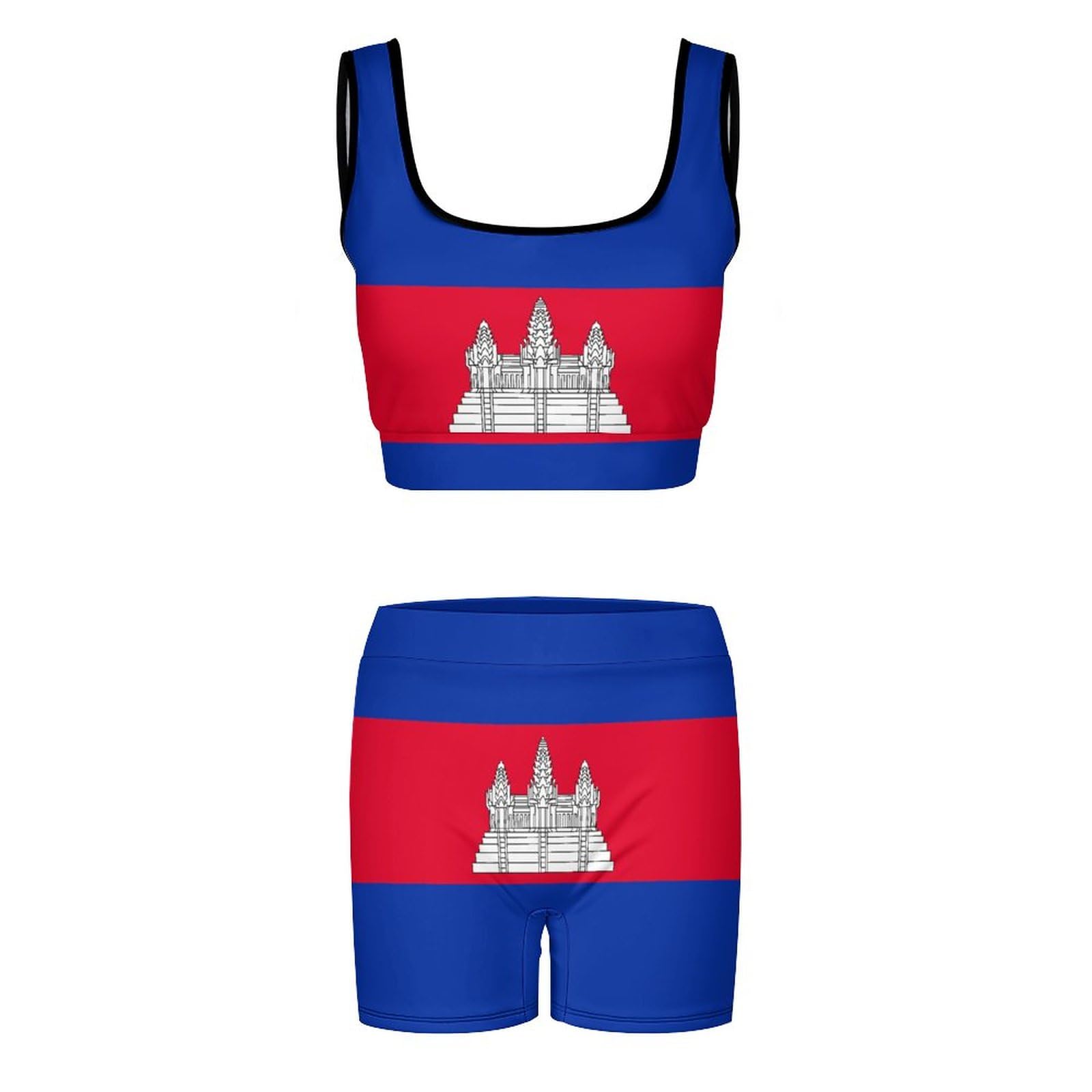 Bahamas Flag Women's Yoga Outfit - 2 Piece Sports Shorts & Sports Bra Vest Set for Gym, Workout & Activewear | Perfect for Yoga, Running & Fitness Training