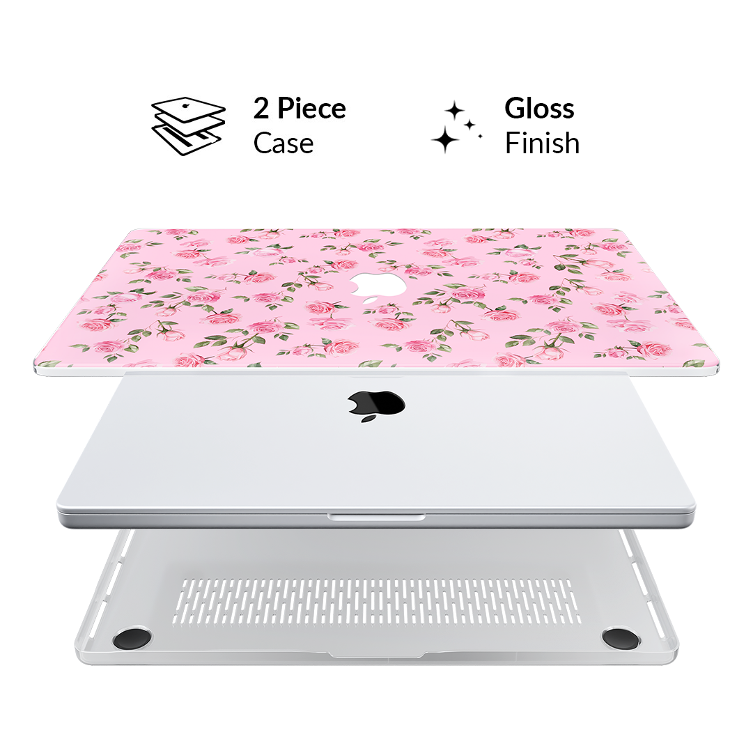 Pink Roses MacBook Case for 13-inch & 15-inch Laptops - Cute Floral Design Protective Cover for MacBook Air/Pro - Perfect for School, Office & Travel