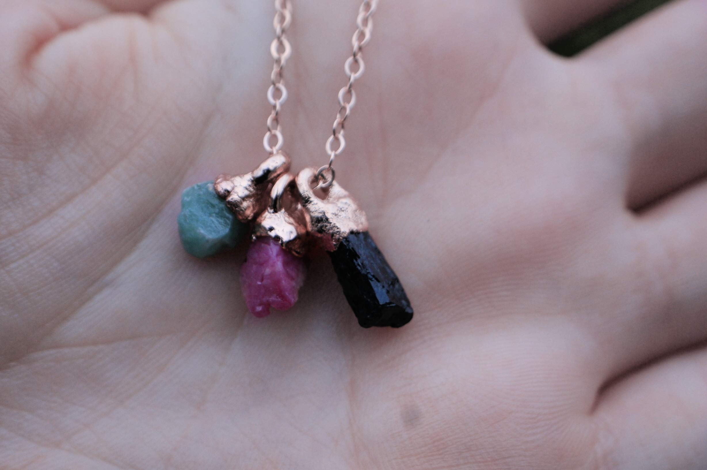Personalized Raw Crystal Birthstone Necklace - Custom Electroformed Jewelry for Women, Mom, Wife - Unique Birthday, Anniversary & Mother's Day Gift - Perfect for Everyday Wear & Special Occasions