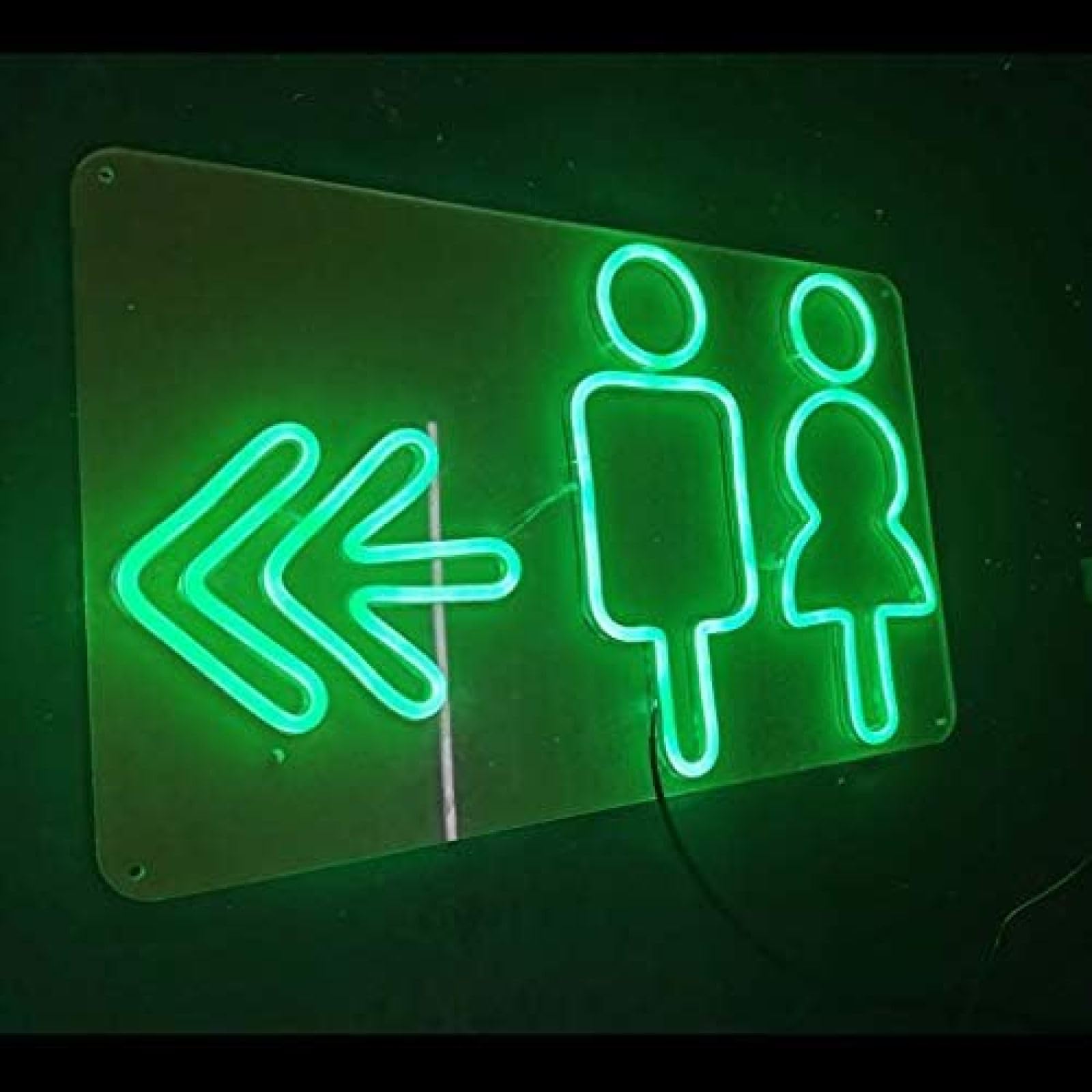 LED Neon Toilet Guide Sign - Plastic & Silicone Bathroom Sign with DC12V Transformer - Safe Low Voltage Restroom Directional Light for Washrooms, Public Toilets & Commercial Spaces