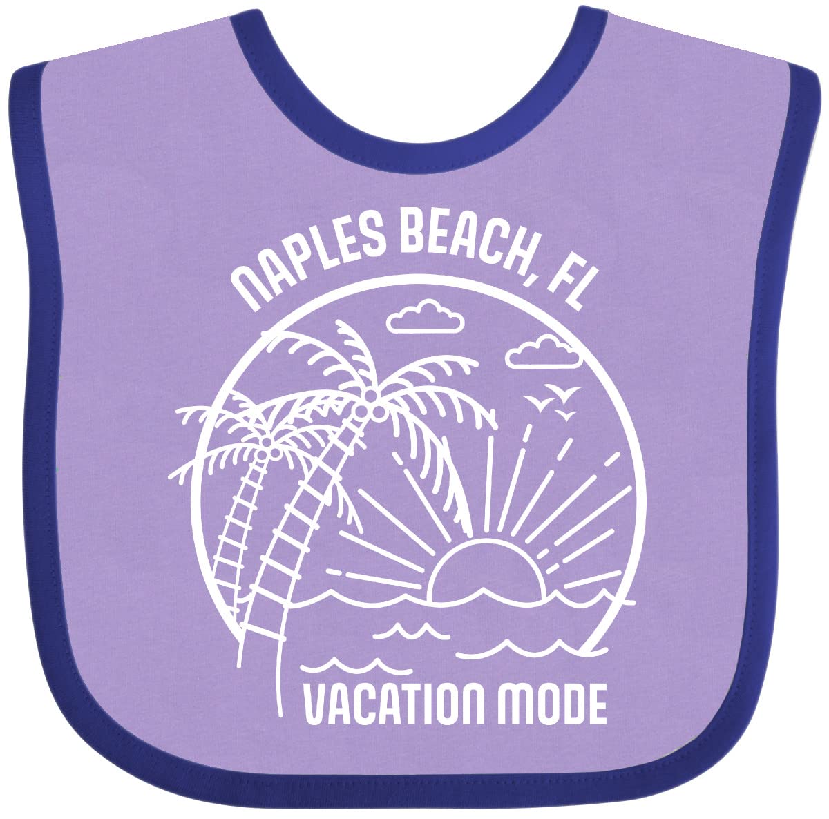 Inktastic Summer Vacation Mode Naples Beach Florida Baby Bib - Cute & Soft Infant Feeding Bib for Boys & Girls - Perfect for Beach Trips, Travel & Everyday Use