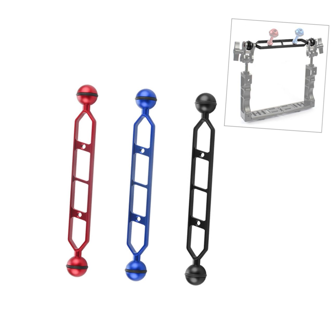 OSALADI 2-Pack 9 Dual Ball Arms for Underwater Torch & Diving Fill Light - Black (Perfect for Scuba Diving, Underwater Photography & Night Diving Adventures)
