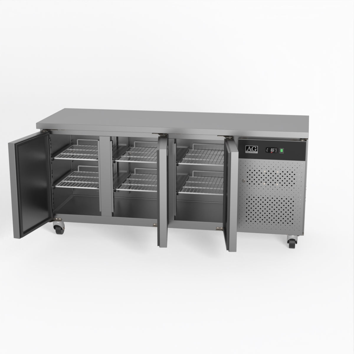 Commercial Refrigerator - 3 Door Under Counter Fridge 600mm Depth for Restaurants, Bars & Catering Businesses