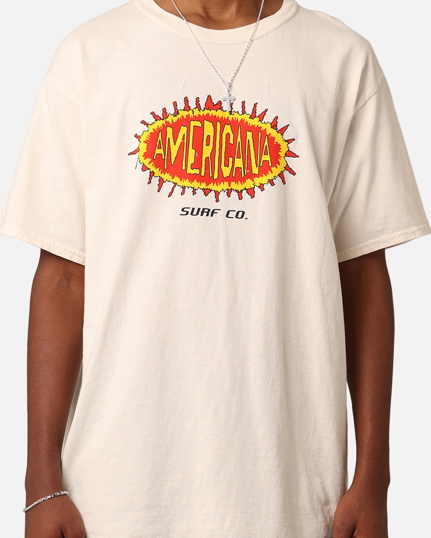 American Thrift Americana Surf Co. T-Shirt Off White - Vintage Style Surf Tee for Men & Women - Perfect for Beach, Summer & Casual Wear