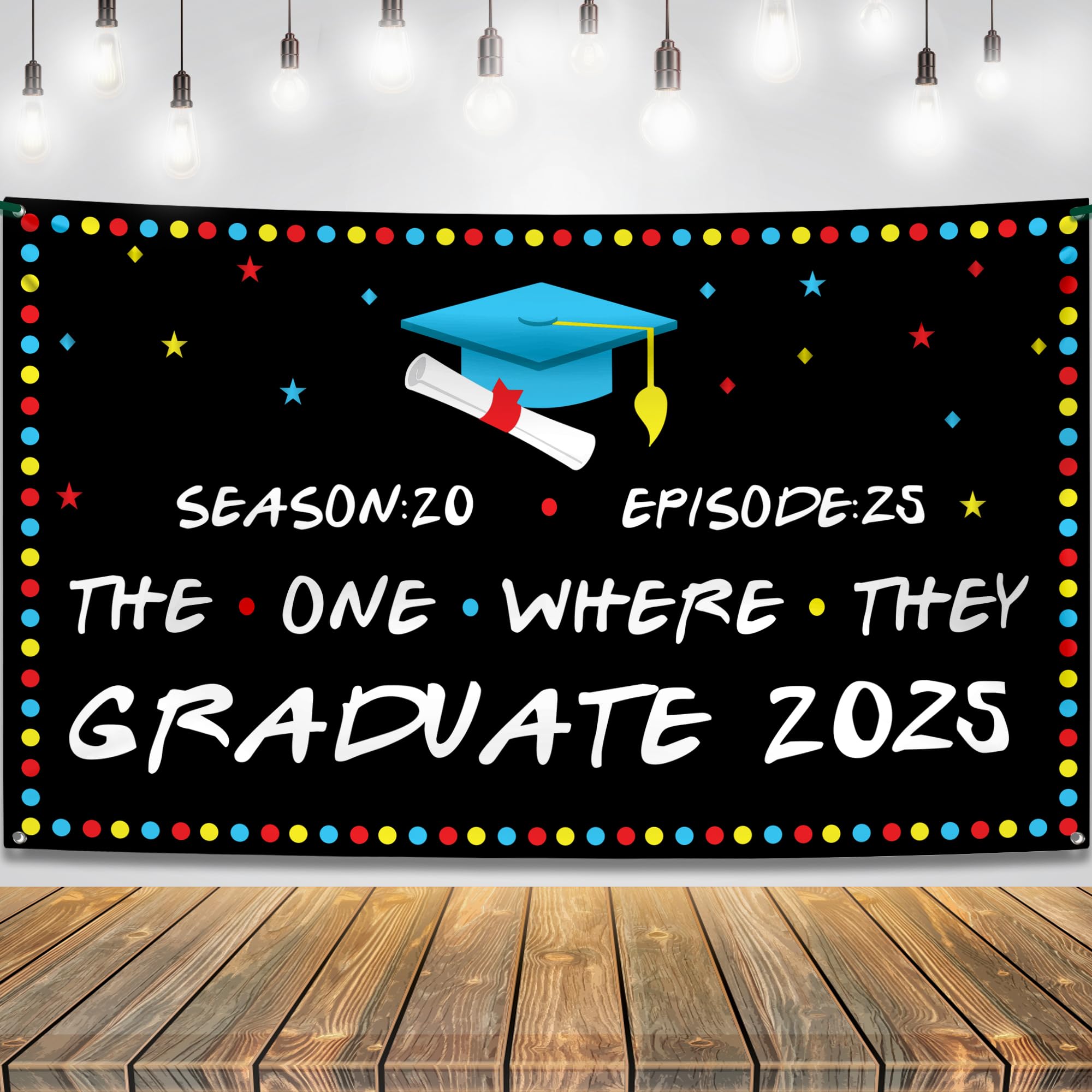 Friends Graduation Backdrop 2025 - Extra Large 72x44 Inch | Class of 2025 Graduation Banner & Decorations | Perfect for Graduation Parties, Photo Booths & School Events