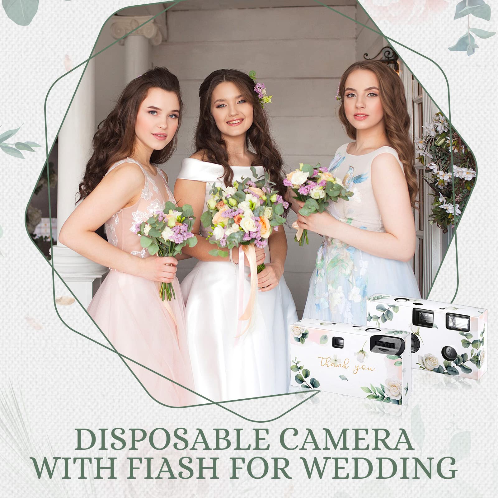 Treela 6 Pack Disposable 35mm Film Camera with Flash - Single Use Wedding, Bachelorette, Birthday, Concert, Travel, Anniversary Party Supplies & Vacation Gifts (Eucalyptus Leaf) | Perfect for Capturing Memories at Special Events & Travel Adventures