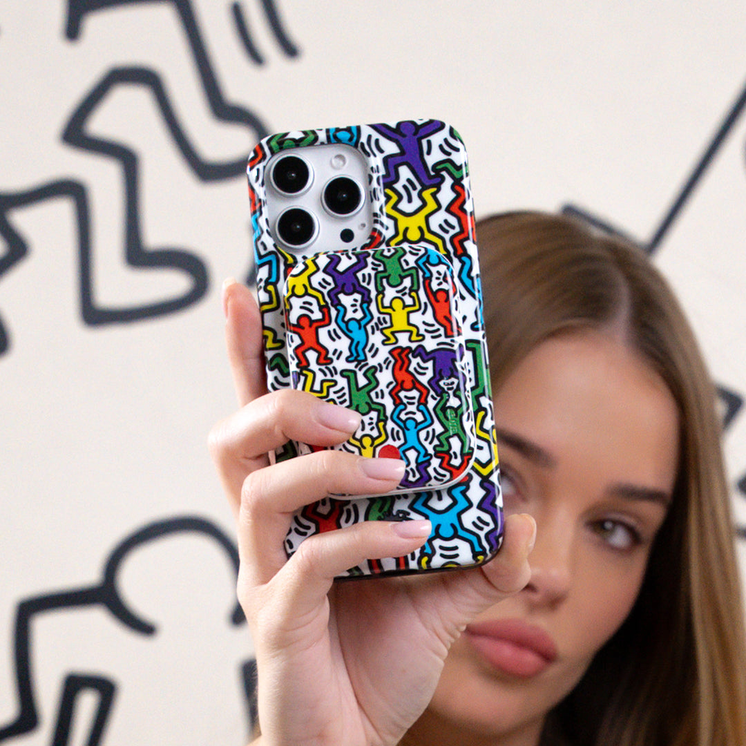Keith Haring Rainbow Dancers iPhone Case - Artistic Protective Cover for iPhone 11/12/13/14/15 Pro Max - Vibrant Pop Art Design - Perfect for Fans, Artists & Trendy Accessories Lovers