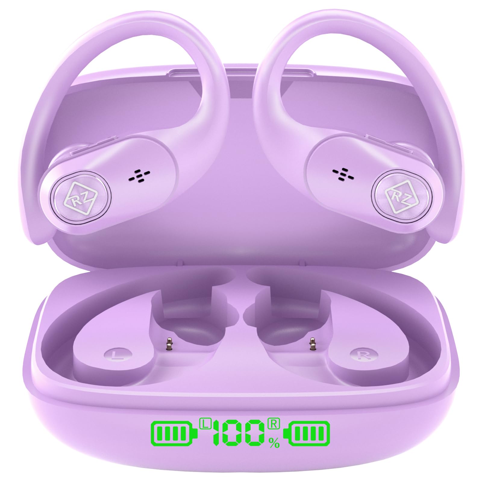 **Wireless Earbuds Bluetooth 5.0 with LED Display & Wireless Charging Case, 40H Playtime, IPX7 Waterproof, Built-in Mic, Deep Bass Sound, Secure Earhooks – Perfect for Running, Workout, Gym, Sports, TV Watching & Travel**
