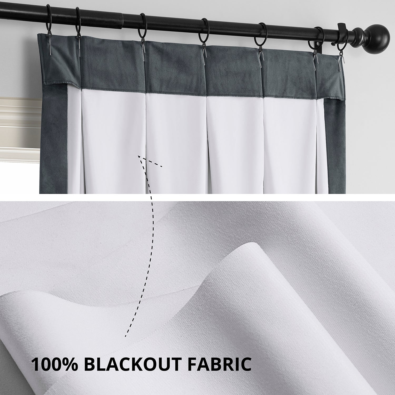 Blue Grey French Pleat Blackout Curtains for Bedroom & Living Room - Thermal Insulated Velvet Drapes for Noise Reduction & Light Blocking