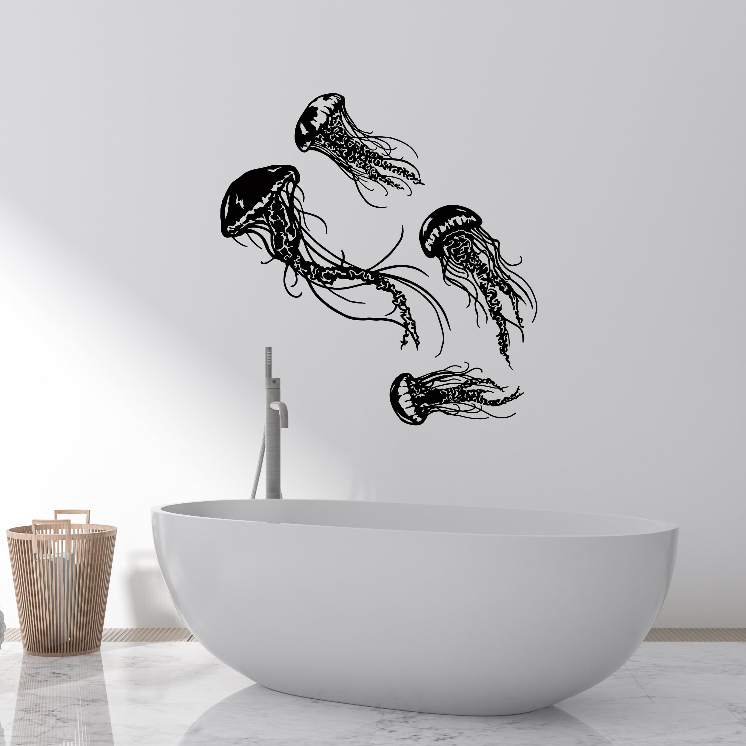 Jellyfish Wall Decals Set of 4 - Bathroom & Beach Decor Stickers