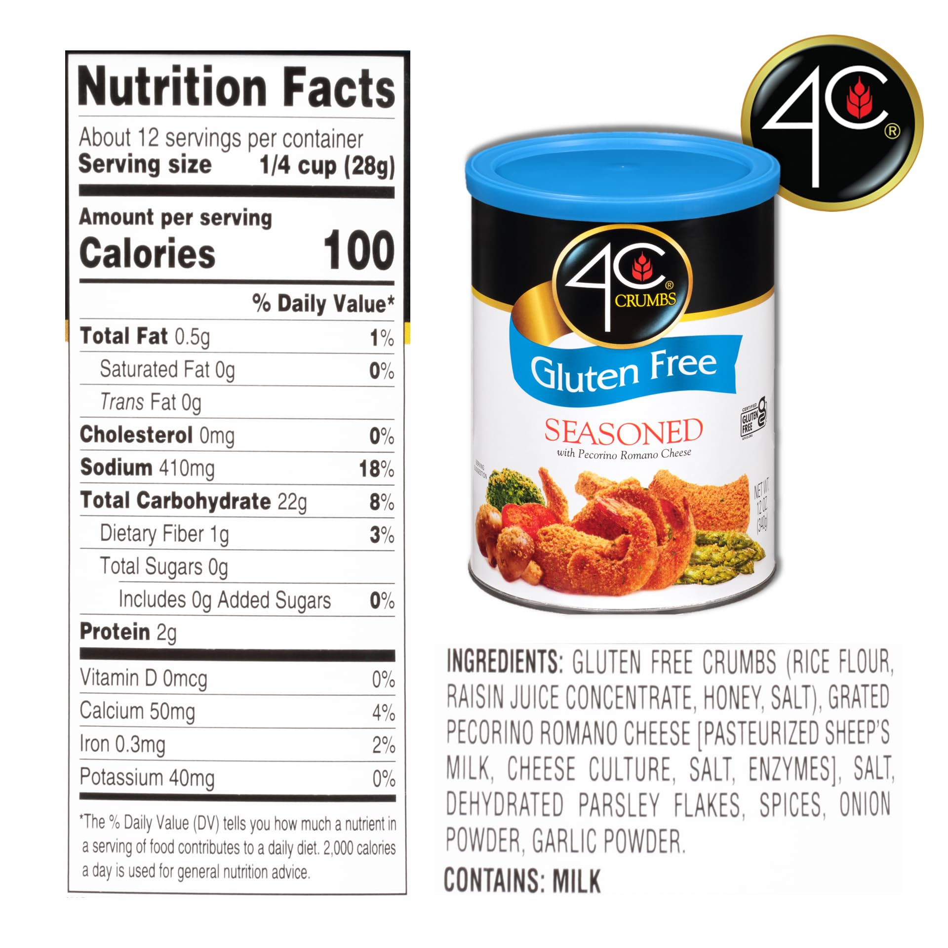 4C Premium Gluten Free Bread Crumbs - Seasoned 6 Pack (Regular & Gluten Free) | Flavorful Crispy Crunchy Coating for Chicken, Fish & More | Value Pack for Baking & Cooking