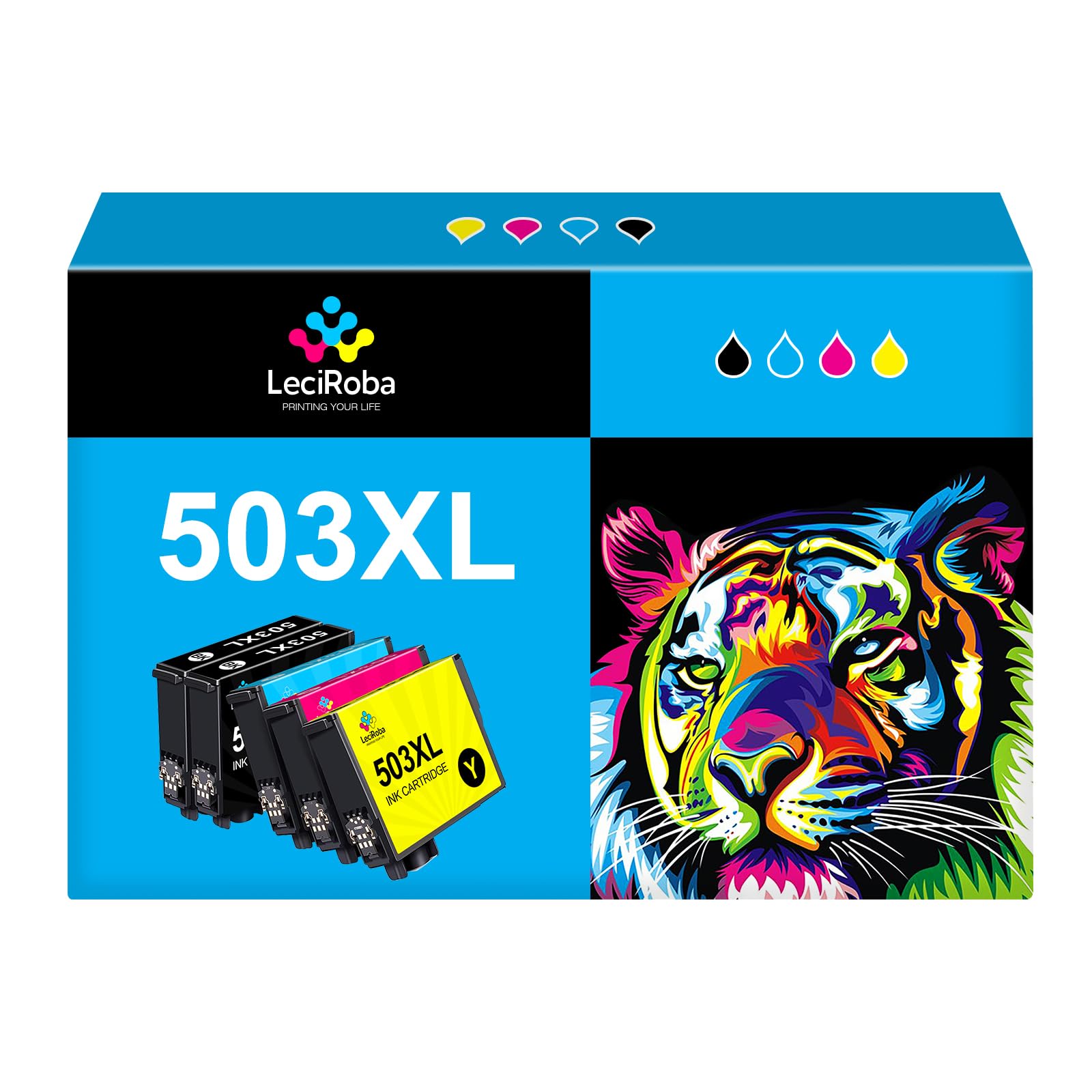 LeciRoba 503XL Ink Cartridges for Epson Printers (5-Pack) - Home & Office Use