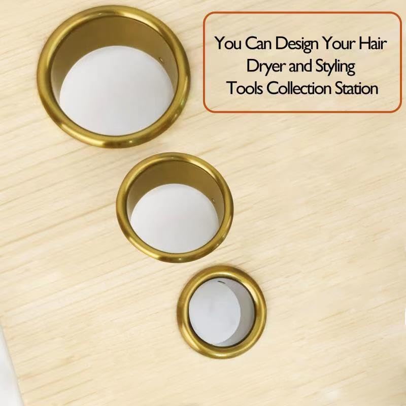 Professional Hair Styling Station with Hair Dryer Holder & Curling Iron Organizer - Golden (1.5