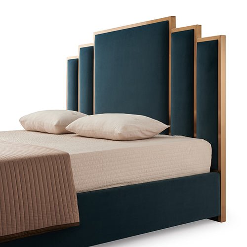 Luxe Austin King Bed Frame in Turquoise - Modern Upholstered Platform Bed with Wooden Slats for Bedroom, Guest Room, or Master Suite