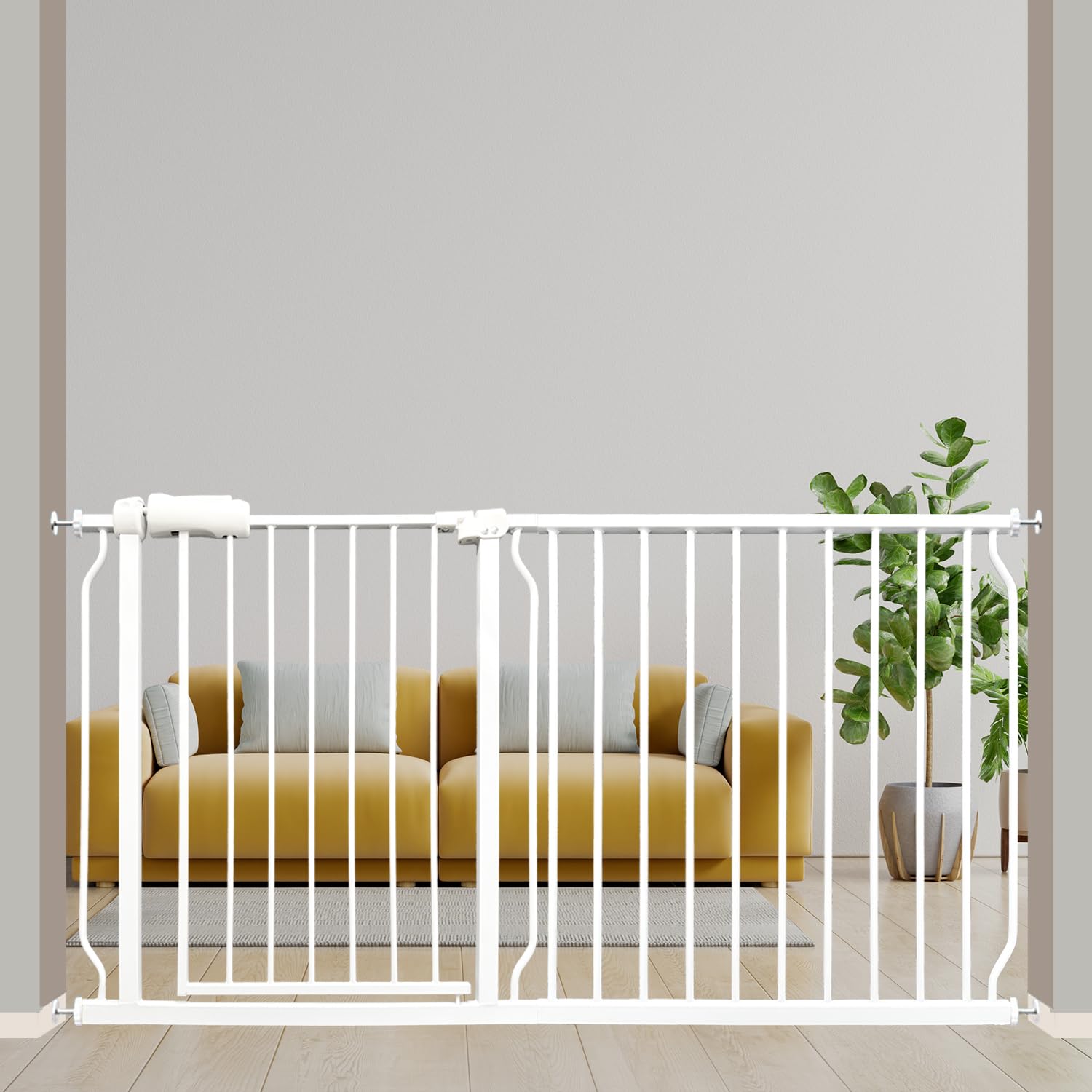 Extra Wide 57.5-62 Inch Pressure Mounted Baby Gate for Stairs & Doorways - No Drill Installation, Safety Gate for Toddlers, Kids & Pets - Perfect for Homes with Stairs, Hallways & Wide Openings