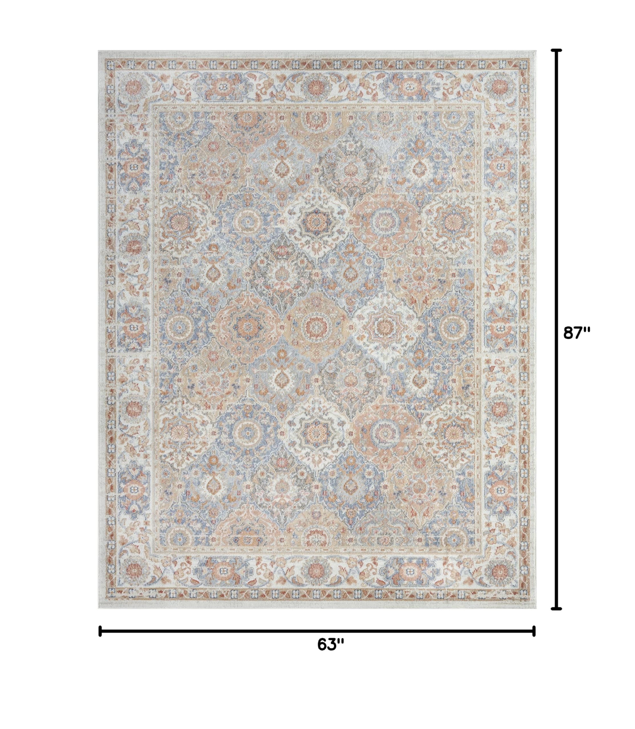 Alena Cream 5x7 Area Rug - Soft Traditional Oriental Indoor Carpet for Living Room, Bedroom, Dining Room & Entryway - Perfect for Home Decor, Family Gatherings & Cozy Spaces
