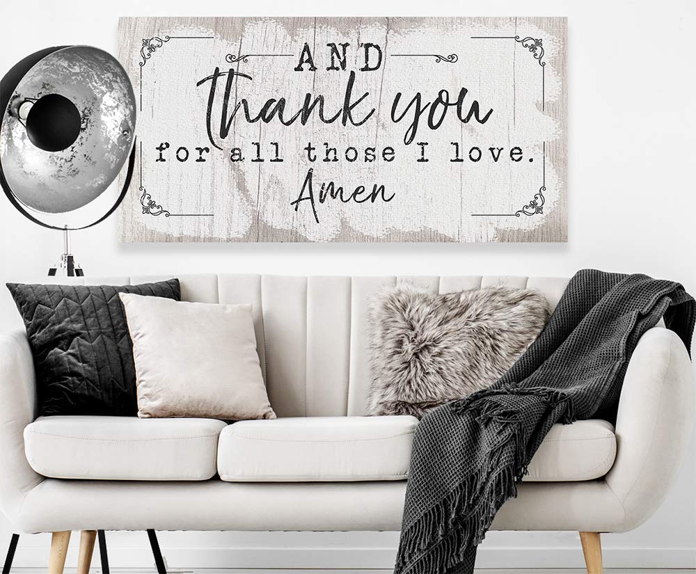 Rustic Wood Style 24x48 Stretched Canvas Wall Art - Farmhouse Family Prayer Home Decor with Bible Verse, Large Housewarming Gift for Living Room, Bedroom or Office