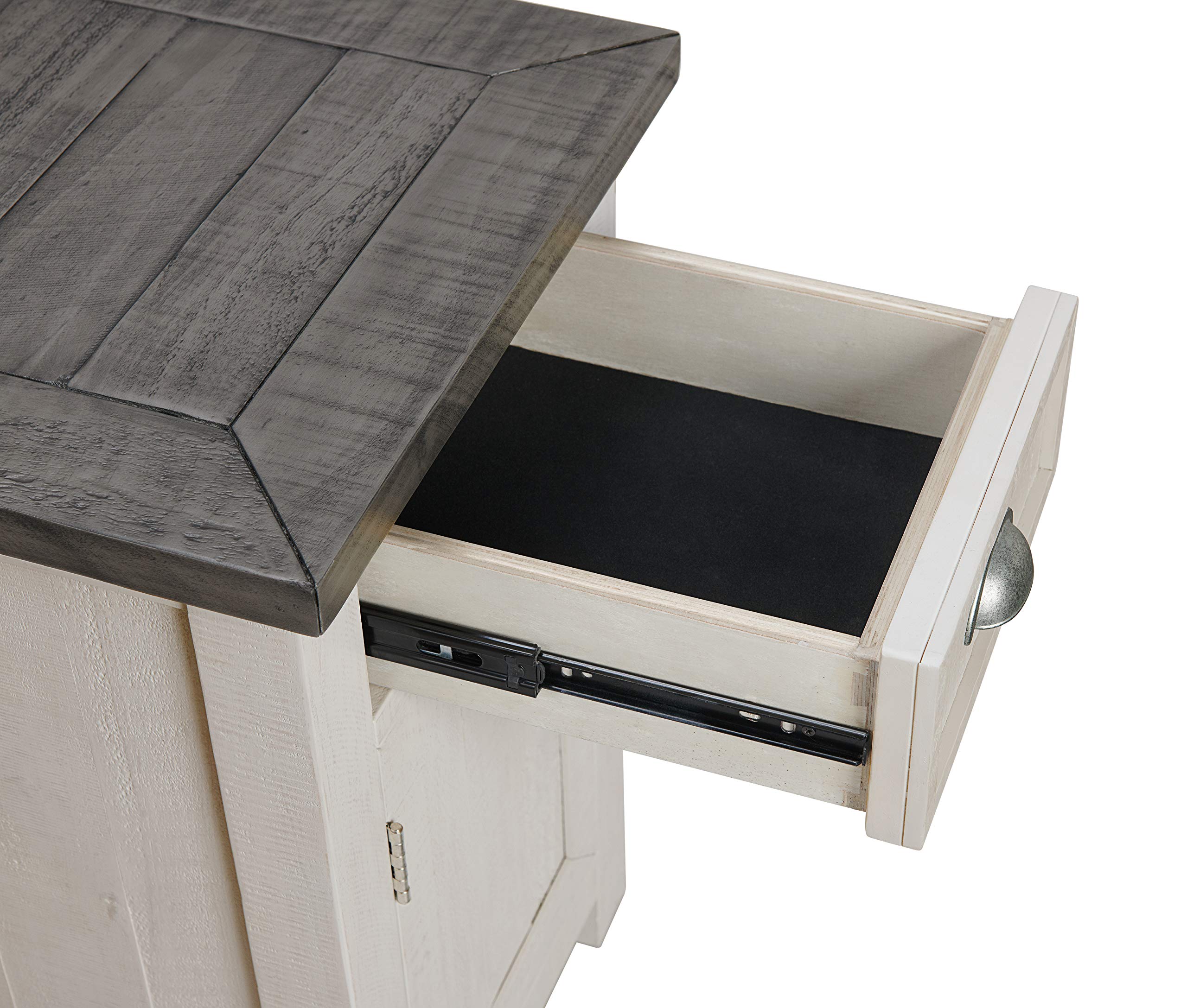 Martin Svensson Home Monterey Chairside Table - White with Grey Top - Coastal Style Multi-Use End Table with Built-in USB Outlets and Storage Drawers - Perfect for Bedroom, Living Room or Office as Nightstand, Side Table or Charging Station
