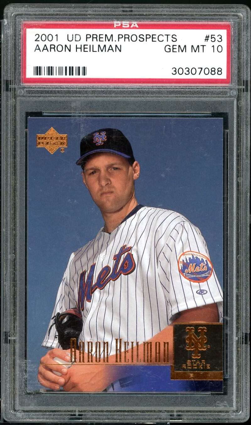 Aaron Heilman 2001 Upper Deck Prospect Premieres #53 Rookie Card PSA 10 - Perfect for Baseball Memorabilia Collectors and Sports Fans Display