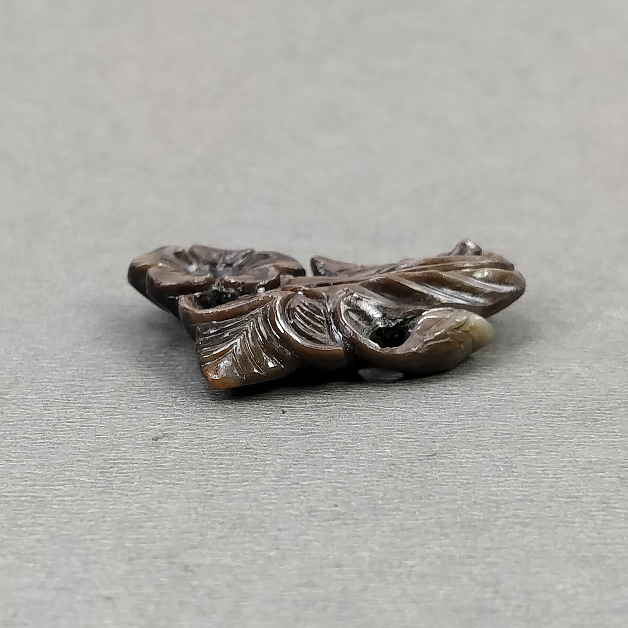 Natural Untreated Golden Brown Chocolate Sheen Sapphire Gemstone Carving - 37.00cts Hand Carved Brooch 31x26mm (With Video) | Luxury Jewelry Gift for Women, Elegant Accessory for Special Occasions