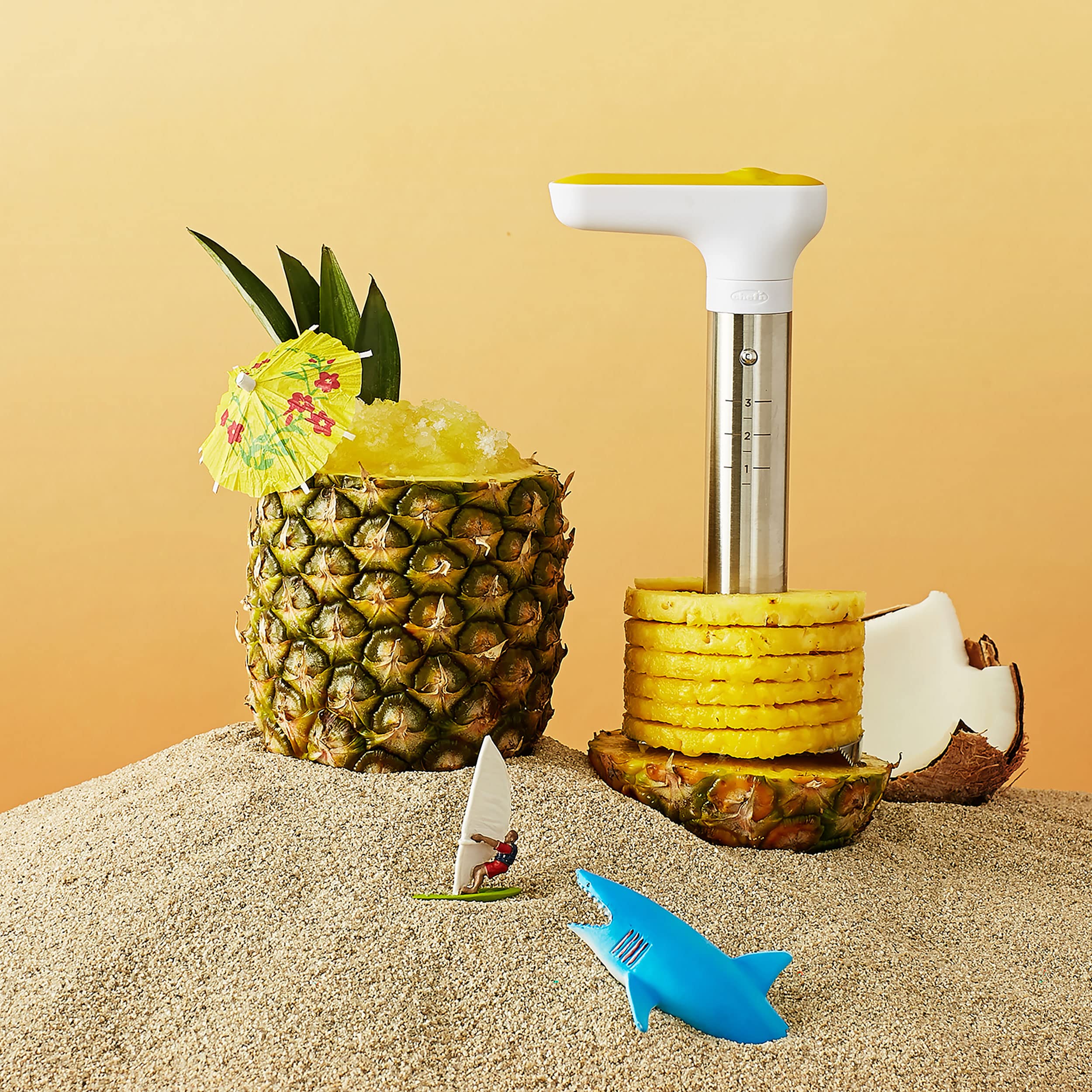 Premium Twist'n Core Pineapple Corer Tool - Stainless Steel Pineapple Slicer & Decorator - Perfect for Fruit Salads, Cocktails & Tropical Party Decor
