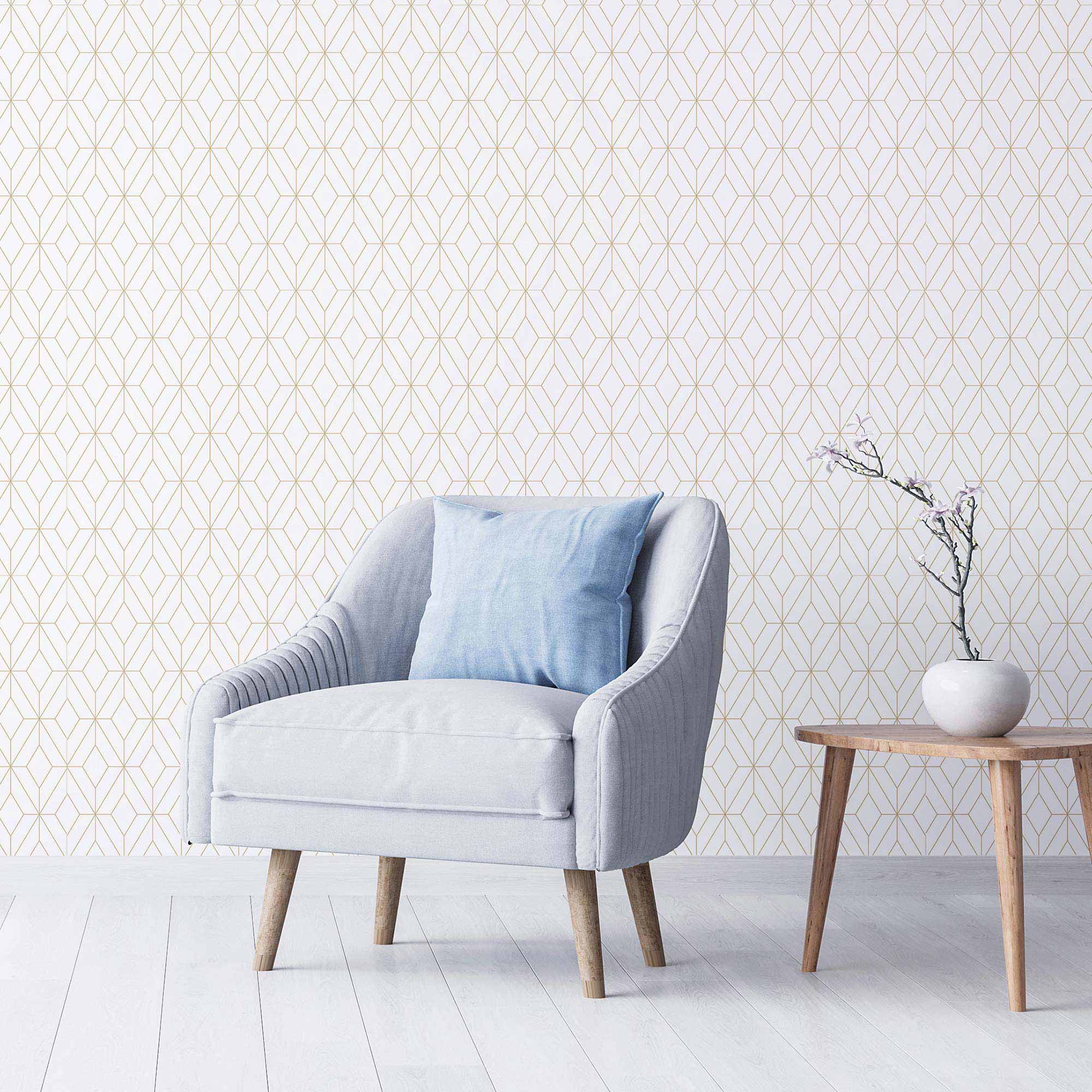 Yellow Lattice Peel and Stick Removable Wallpaper - Self-Adhesive Decorative Wall Covering for Bedroom, Living Room, Kitchen & Office Decor