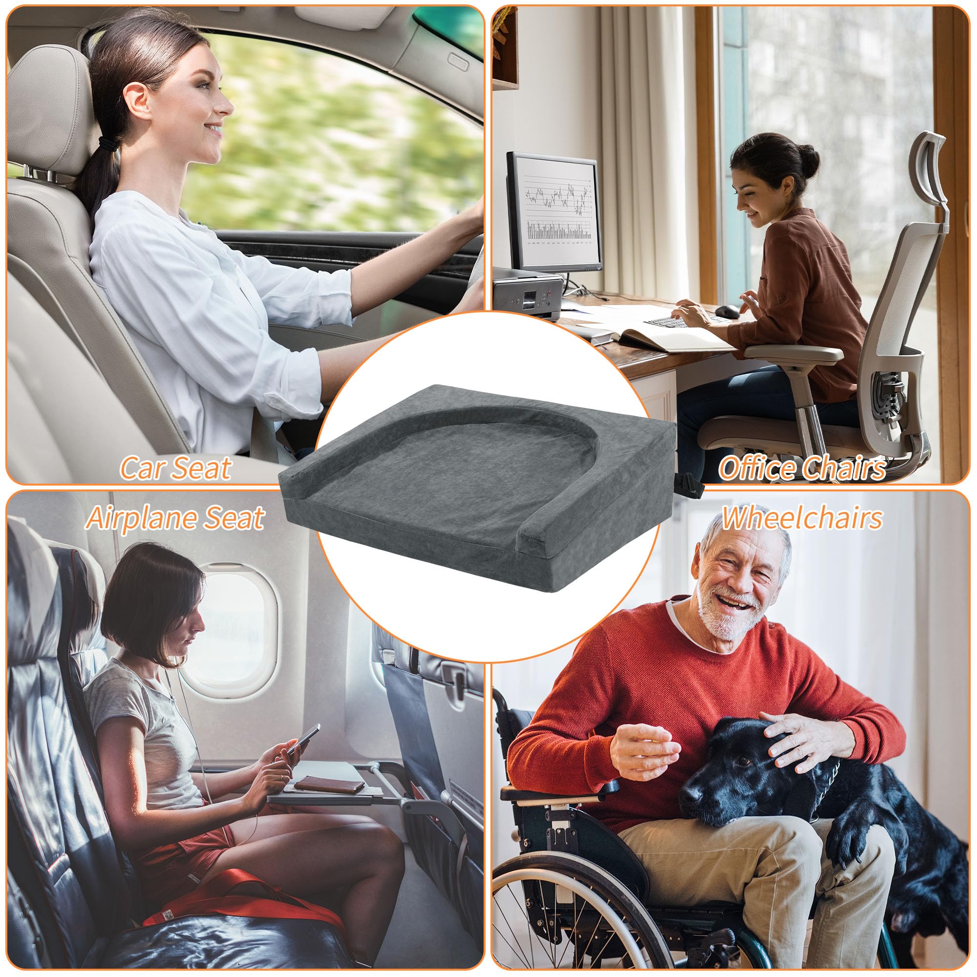 Car Booster Seat for Short Drivers - Thick Foam Driver Seat Cushion with Coccyx Support | Height-Adjustable Wedge Boost Mat for Adults | Perfect for Car, Office & Home Use | Improve Driving Comfort & Posture