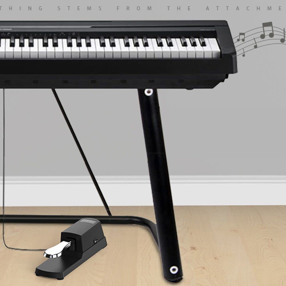 Universal Sustain Pedal for Keyboard - Compatible with Yamaha, Casio, Roland - Silver (1/4