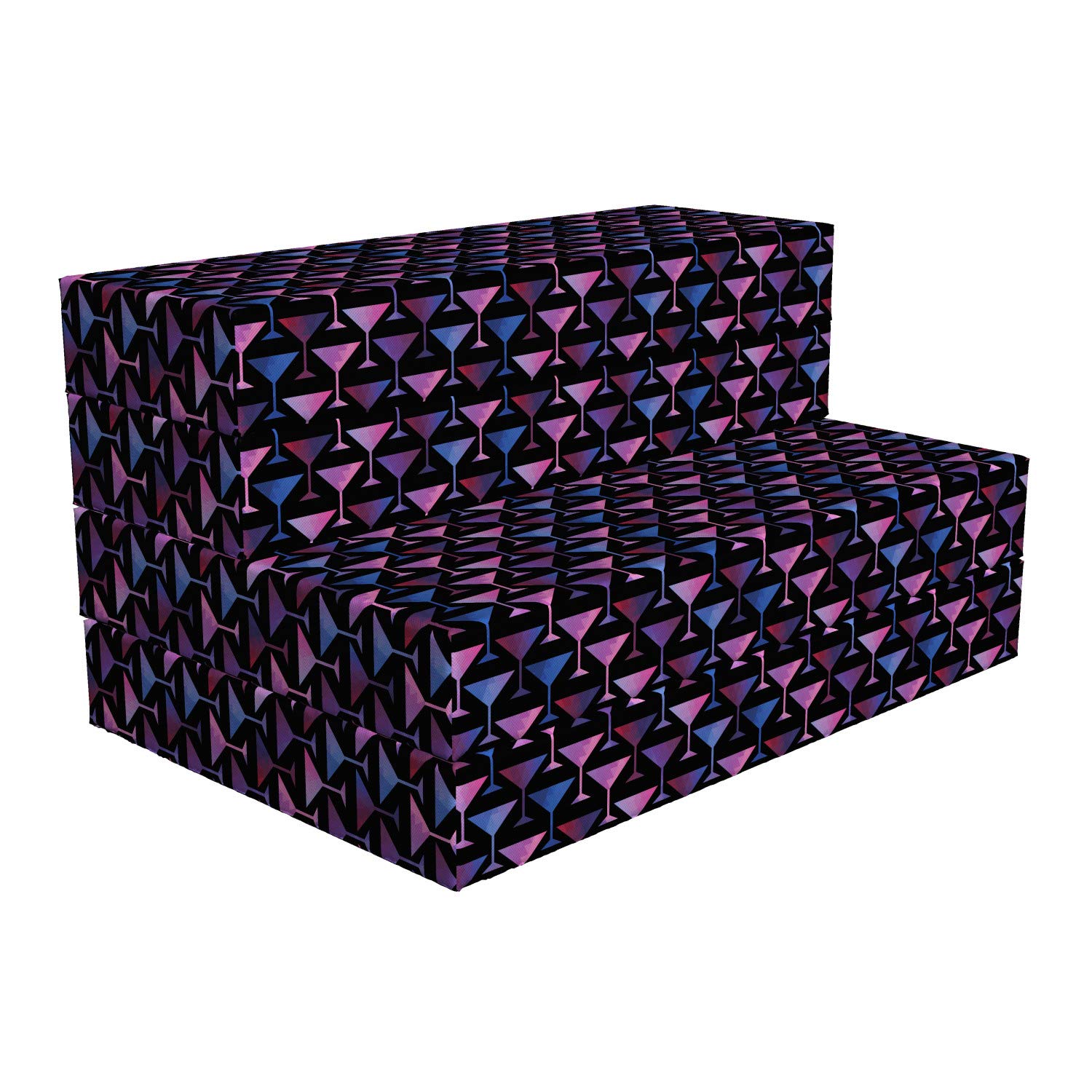 Ambesonne Vodka Soda Foldable Mattress - Martini Glass Cocktail Design, 74.8 x 39.4 Inches, Quartz Pale Fuchsia Color | Perfect for Guest Beds, Dorm Rooms & Small Spaces | Lightweight & Portable for Easy Storage