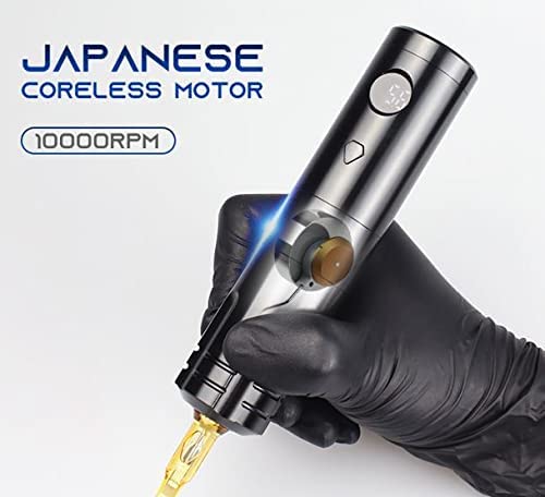 ARTISTRY Falcon Professional Wireless Tattoo Machine Kit - Cordless Tattoo Pen with 2 Rechargeable Batteries, 1-Key Operation, Flat Grip (Blue) - Perfect for Tattoo Artists & Beginners, Studio & Home Use