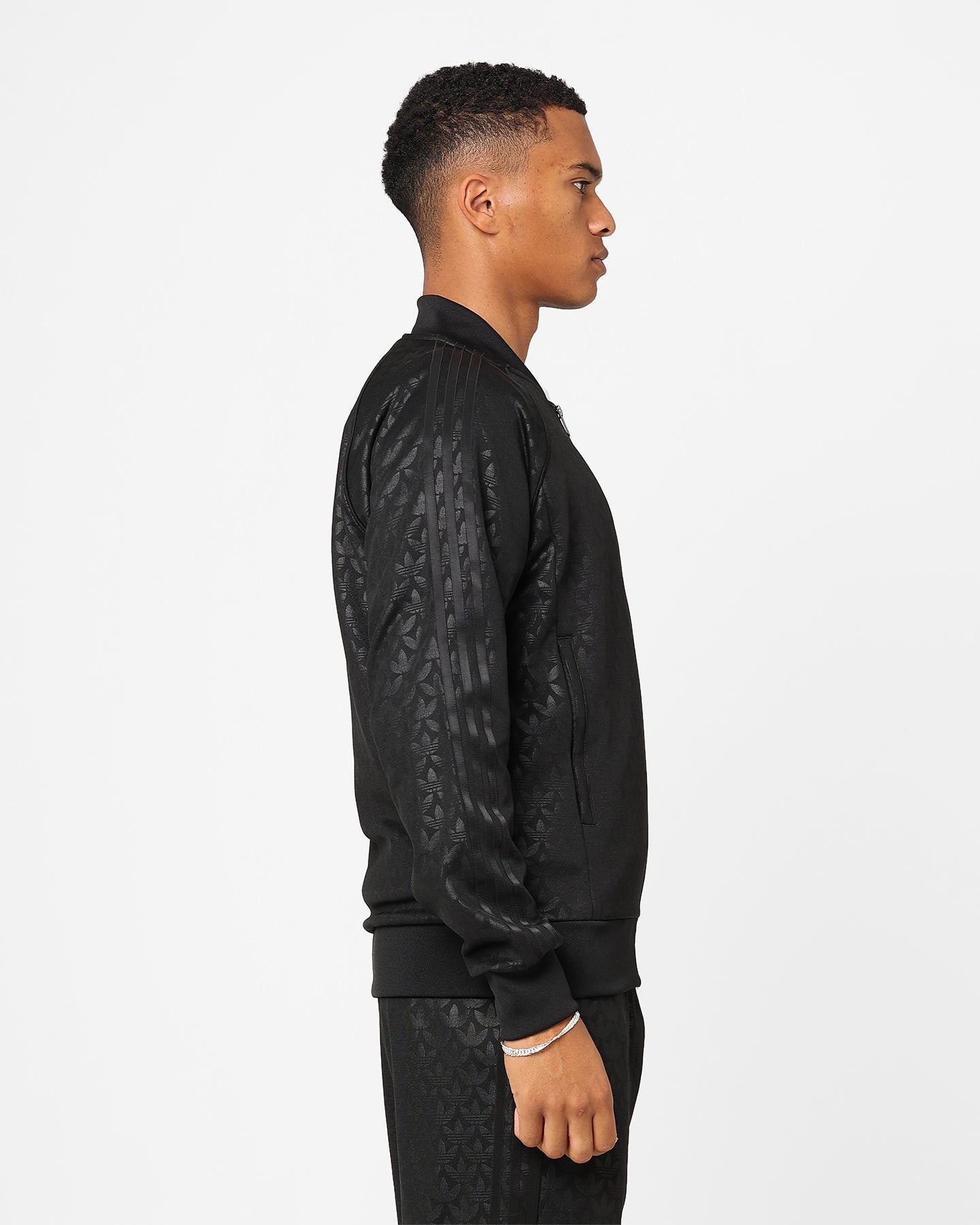 Adidas Monogram Straight Tracksuit Jacket for Men - Black Athletic Running Jacket with Graphic Design | Perfect for Gym, Jogging & Streetwear Fashion